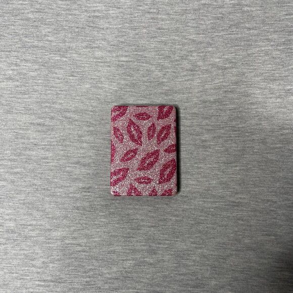 Pink Glitter Lips Rectangular Foldable Compact Pocket - Picture 7 of 10